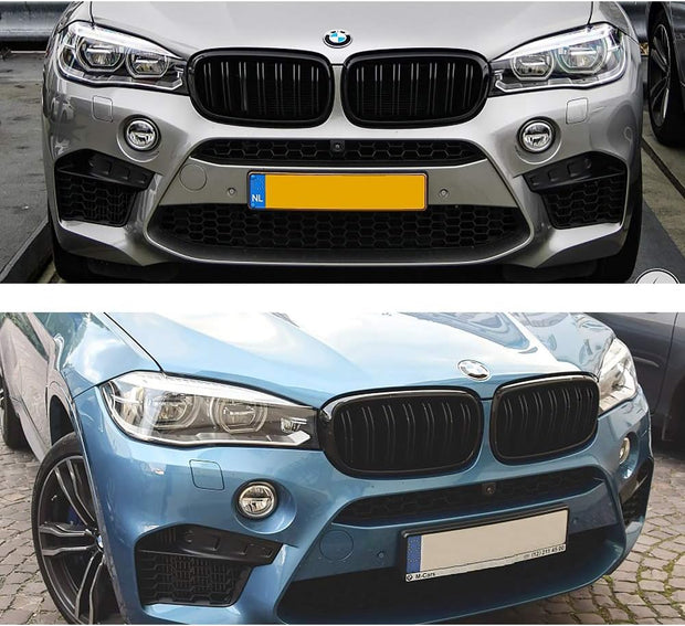 X5 X6 F15/F16/F85/F86 - Gloss Black Front Double-Slat Kidney Grille | 2014-2018