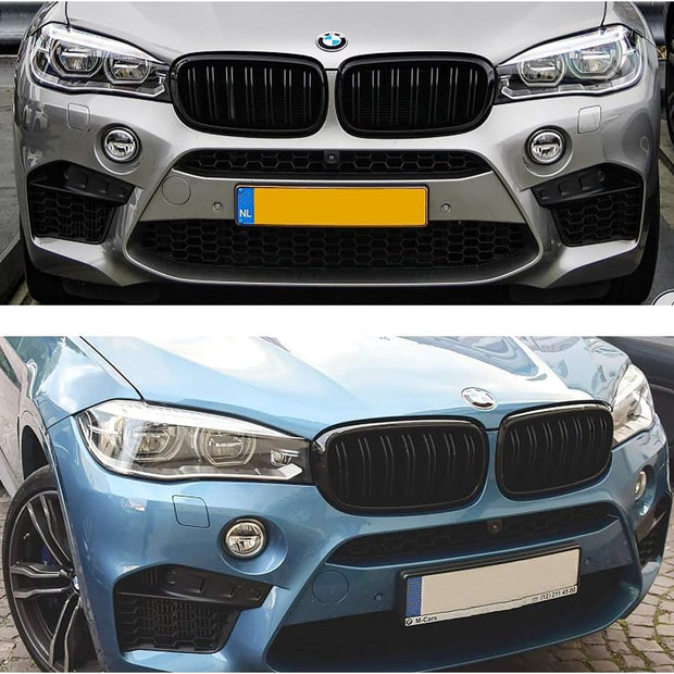 X5 X6 F15/F16/F85/F86 - Gloss Black Front Double-Slat Kidney Grille | 2014-2018
