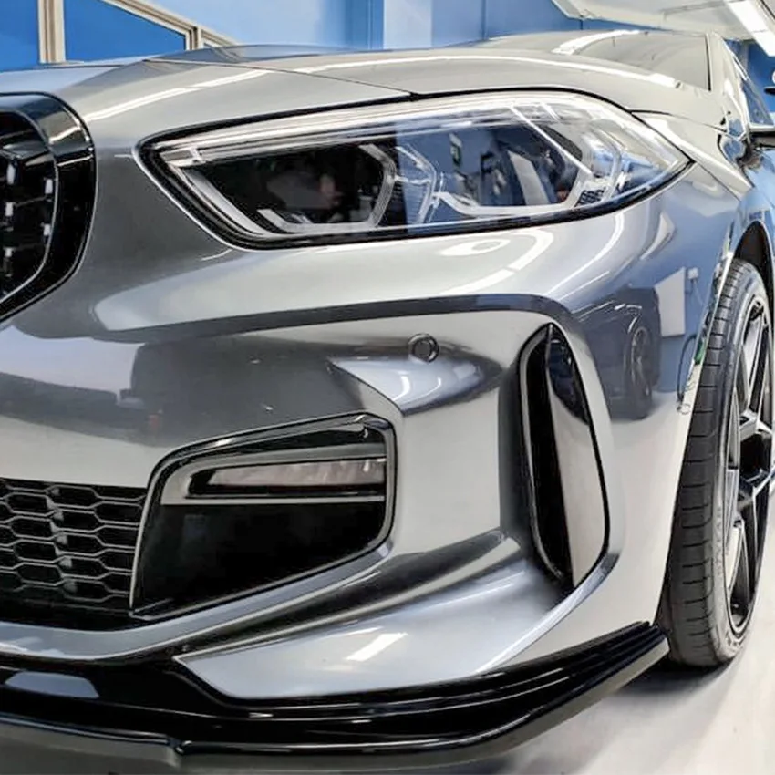 1 Series F40 - Gloss Black / Carbon Look Front Bumper Lip Spoiler | 2020-2025
