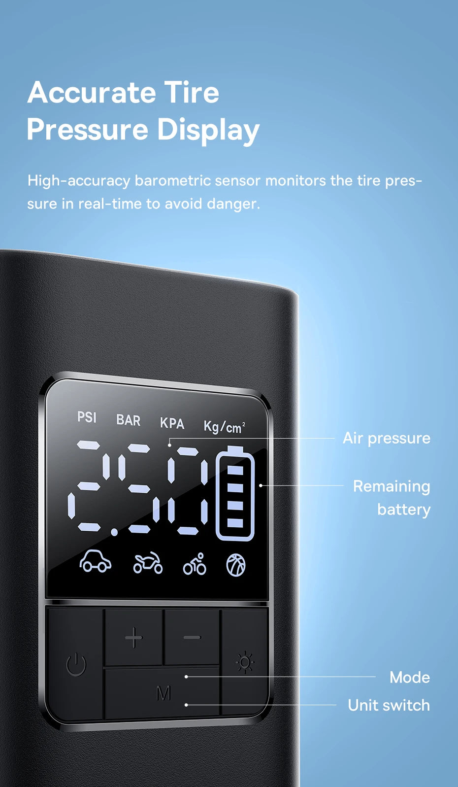 Smart Digital Portable Tyre Inflator – Cordless Air Pump for Car, Bike & More