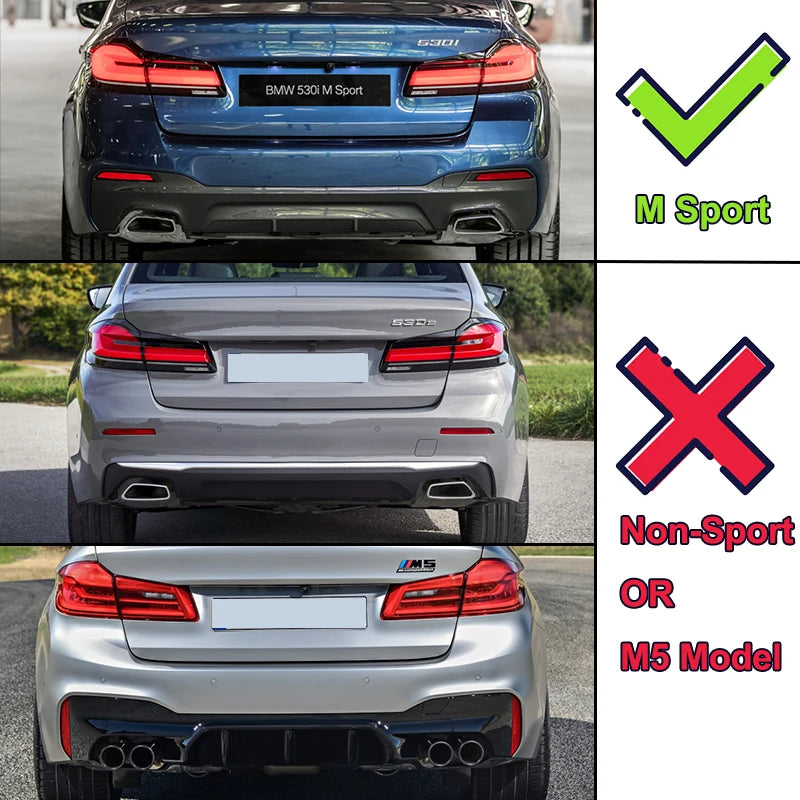 5 Series G30/G31 - Gloss Black/Carbon Look Rear Diffuser | 2017–2023