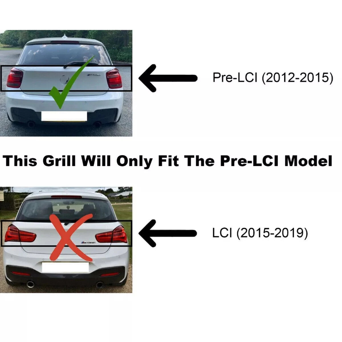 1 Series F20/F21 - Gloss Black Front Kidney Grille | 2011-2015 Pre-LCI