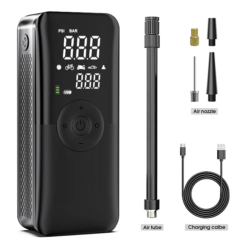 Portable Rechargeable Tyre Inflator with Digital Display