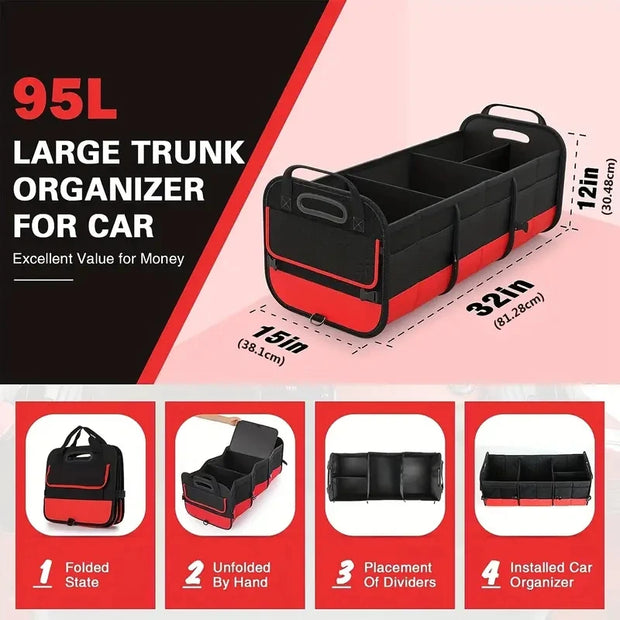 Large Car Boot Organiser – Foldable with Compartments