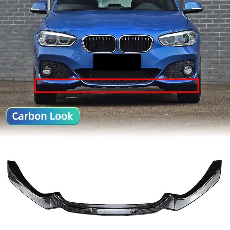 1 Series F20/F21 - Gloss Black / Carbon Look Front Bumper Lip Spoiler | 2015-2019