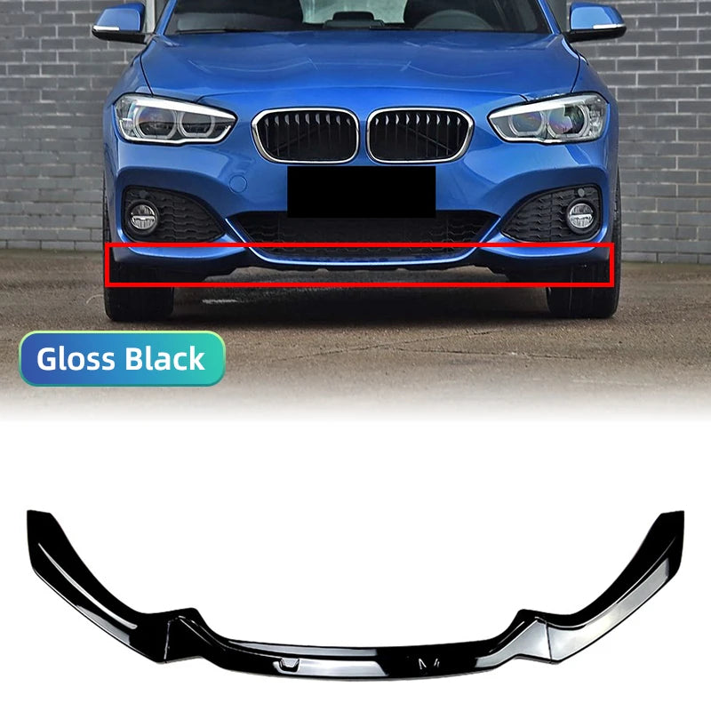 1 Series F20/F21 - Gloss Black / Carbon Look Front Bumper Lip Spoiler | 2015-2019
