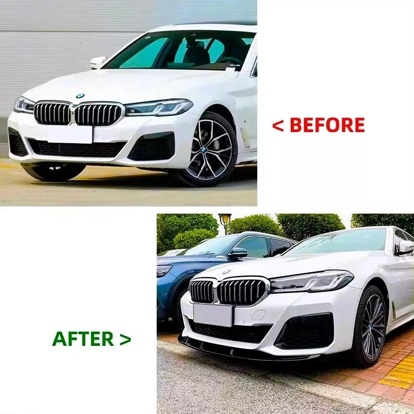 5 Series G30/G31 - Gloss Black/Carbon Look Front Bumper Lip Spoiler | 2017–2023