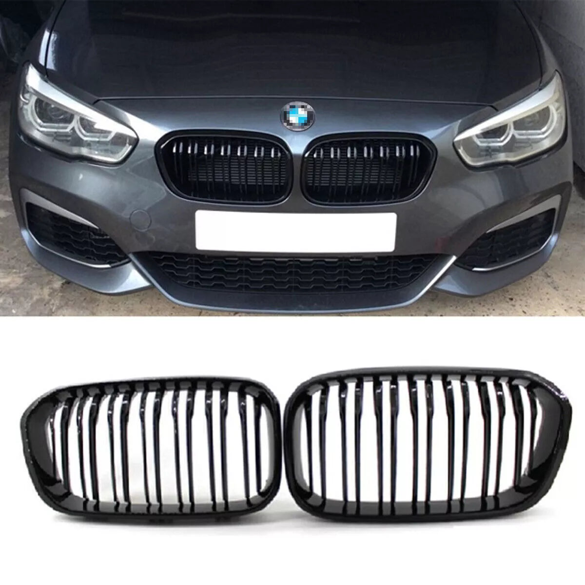 1 Series F20/F21 - Gloss Black Front Kidney Grille | 2015-2019 LCI