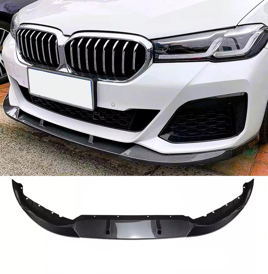 5 Series G30/G31 - Gloss Black/Carbon Look Front Bumper Lip Spoiler | 2017–2023