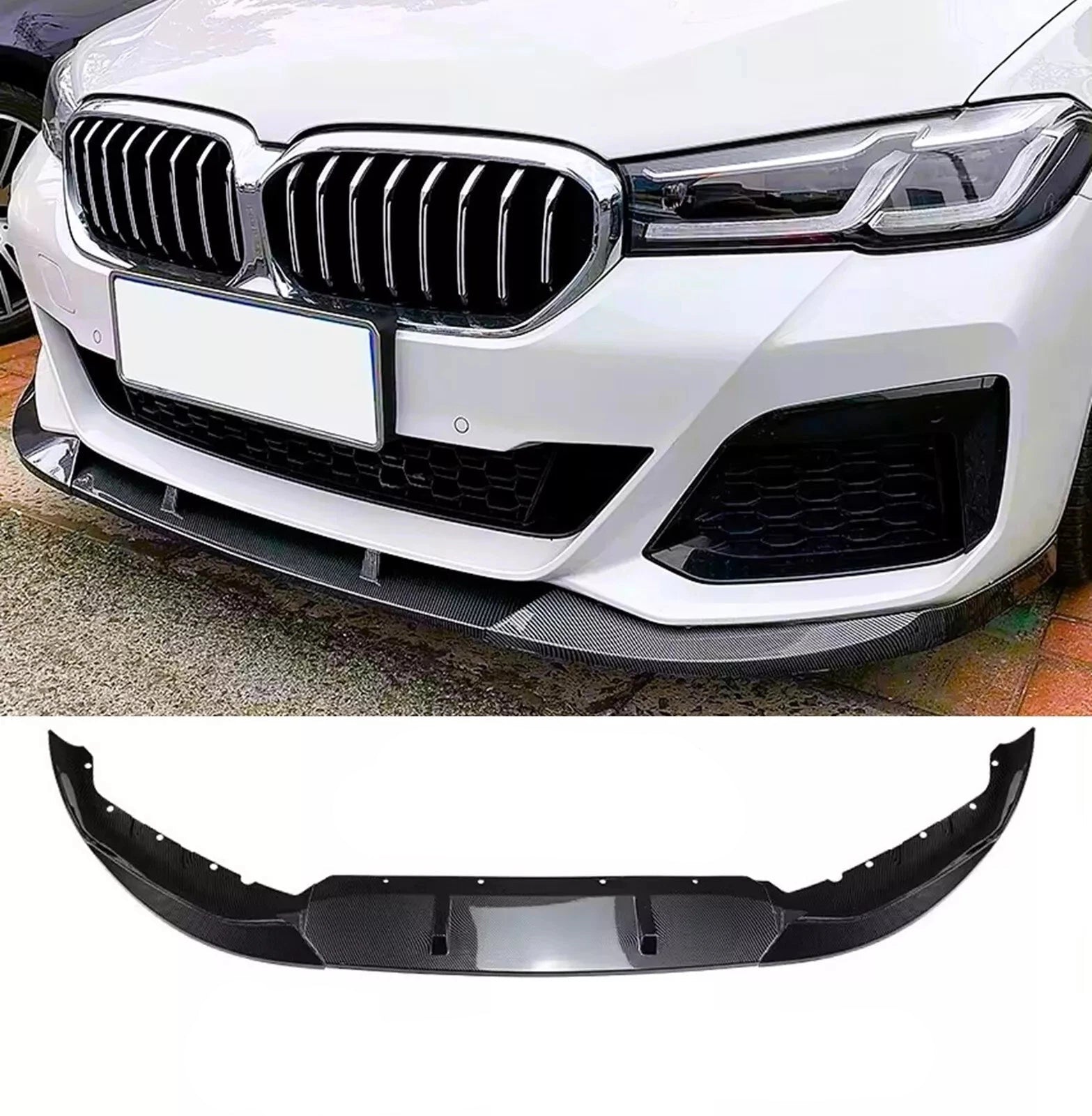 5 Series G30/G31 - Gloss Black/Carbon Look Front Bumper Lip Spoiler | 2017–2023
